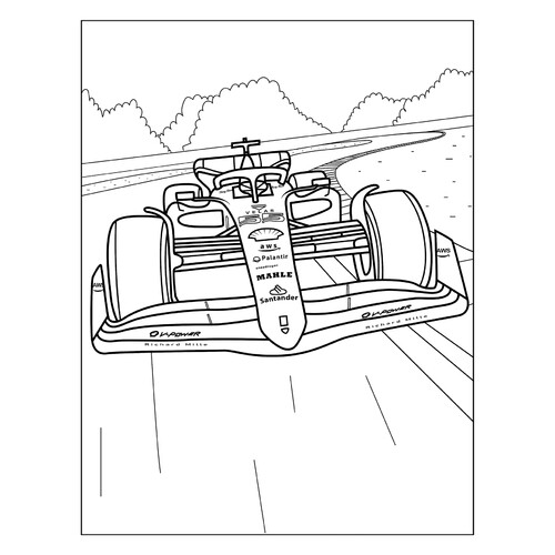 Página para colorear «Bólido de carreras Ferrari» dibujo para colorear gratis de Páginas para colorear de coches Ferrari
