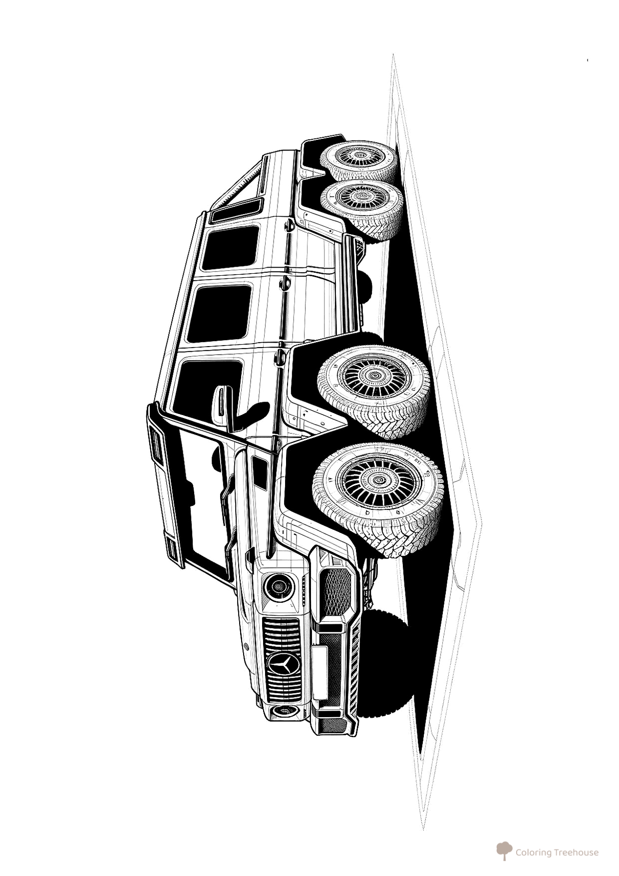 Página para colorear «Gelandewagen futurista 8x8» dibujo para colorear gratis de Páginas para colorear de Mercedes Gelandewagen (G-Wagen)