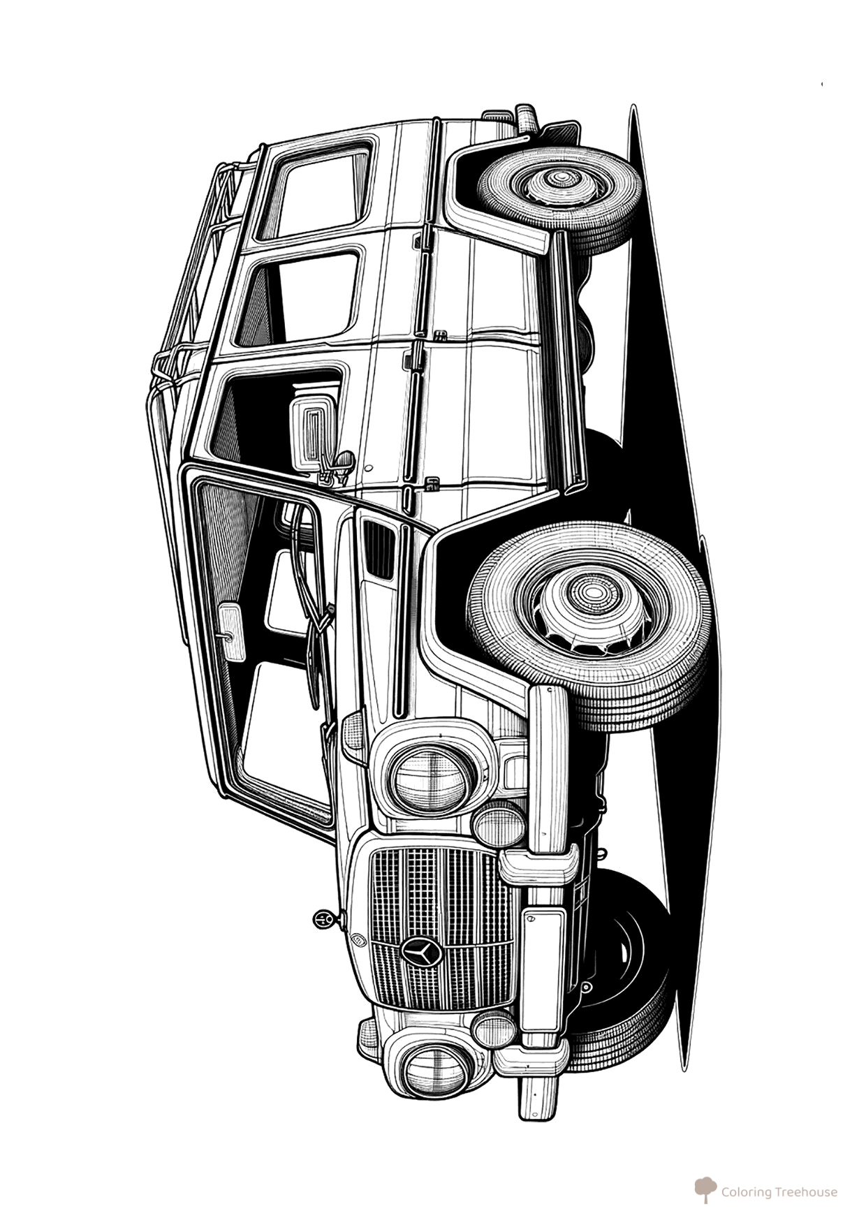 Coloring Page: Old Mercedes G-Wagen free printable Mercedes-Benz G-Class Coloring Pages coloring page