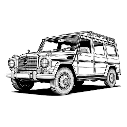Coloring Page: Old Mercedes G-Wagen free printable Mercedes-Benz G-Class Coloring Pages coloring page