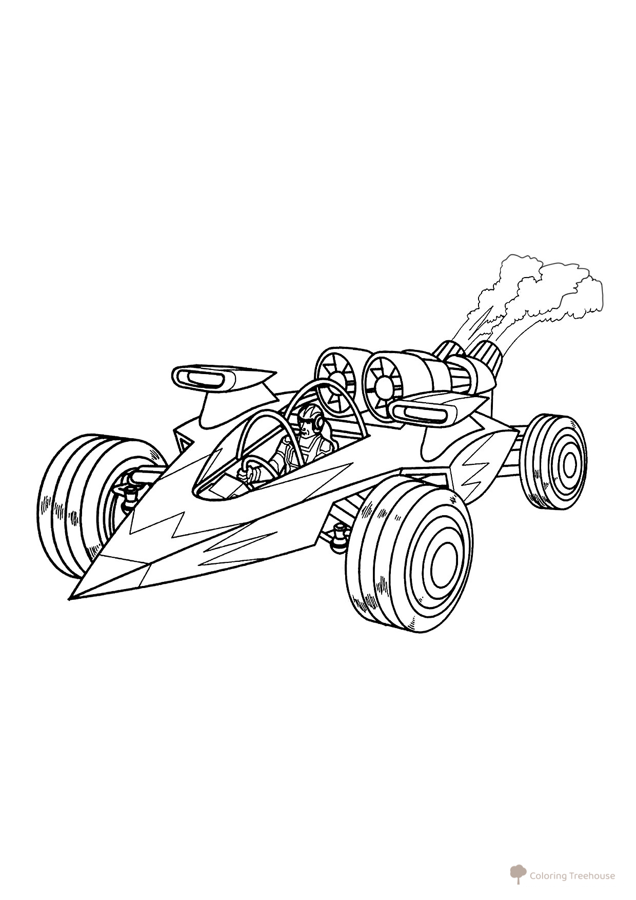 Jet-Engine Racing Car Coloring Page free printable Race Car and Sports Car Coloring Pages coloring page