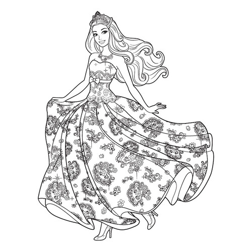 Páginas para colorear: Vestido de Barbie dibujo para colorear gratis de Barbie Coloring Pages for Girls