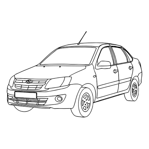 Página para colorear «Lada Granta» dibujo para colorear gratis de Páginas para colorear de coches Lada (Zhiguli)