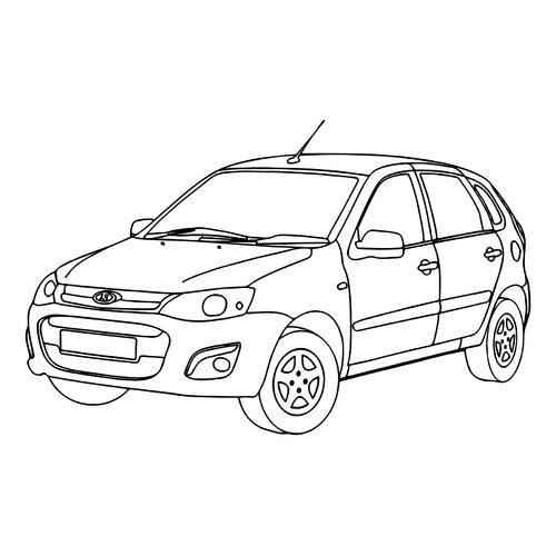 Página para colorear «Lada Kalina» dibujo para colorear gratis de Páginas para colorear de coches Lada (Zhiguli)