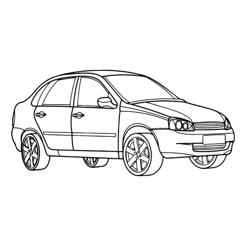 Dibujo para colorear: Lada Kalina VAZ-1118 dibujo para colorear gratis de Páginas para colorear de coches Lada (Zhiguli)
