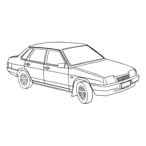 Coloring Page: Lada Sputnik VAZ-2109 (Devyatka) free printable Lada (Zhiguli) Car Coloring Pages coloring page