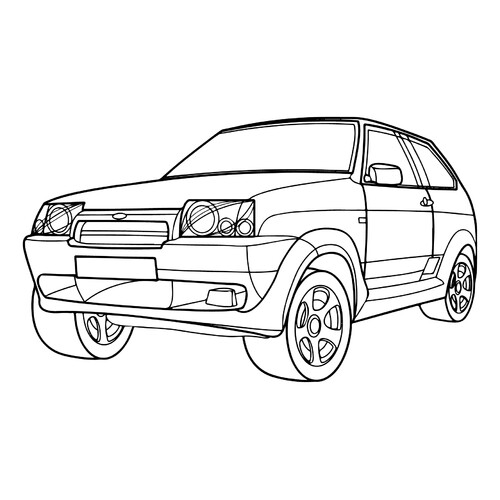 Lada Tarzan VAZ-2111-90 Coloring Page free printable Lada (Zhiguli) Car Coloring Pages coloring page