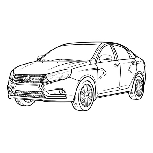 Página para colorear «Lada Vesta» dibujo para colorear gratis de Páginas para colorear de coches Lada (Zhiguli)