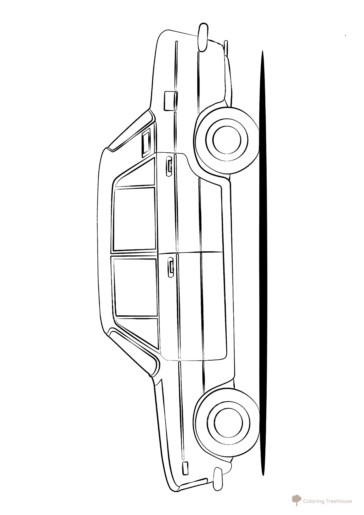 VAZ-2106 Side View Coloring Page free printable Lada (Zhiguli) Car Coloring Pages coloring page