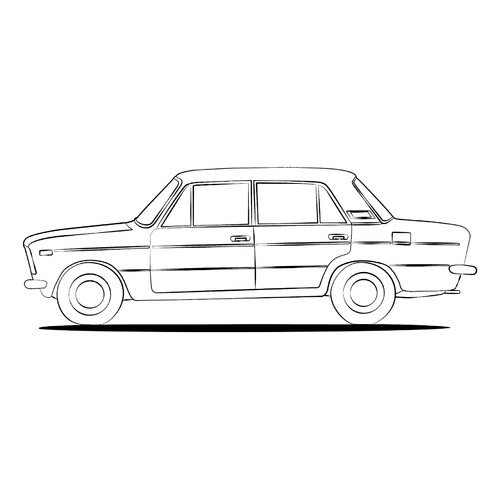 VAZ-2106 Side View Coloring Page free printable Lada (Zhiguli) Car Coloring Pages coloring page