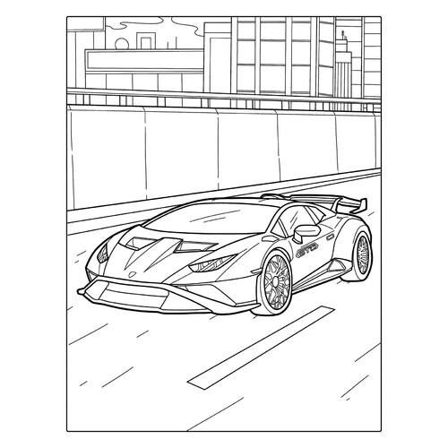 Página para colorear «Lamborghini Huracán con alerón» dibujo para colorear gratis de Páginas para colorear de coches Lamborghini