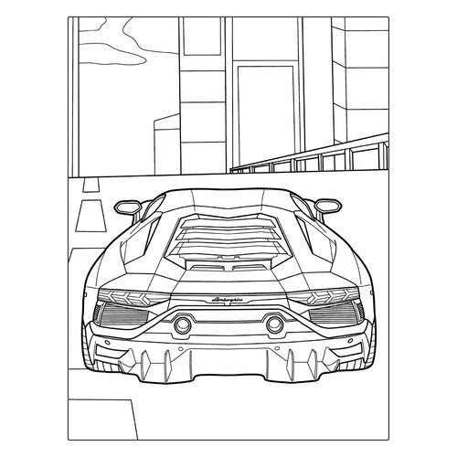 Página para colorear «Lamborghini Huracán vista trasera» dibujo para colorear gratis de Páginas para colorear de coches Lamborghini