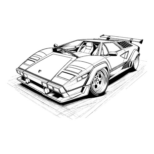 Libro para colorear «Legendario Lamborghini Countach» dibujo para colorear gratis de Páginas para colorear de coches Lamborghini