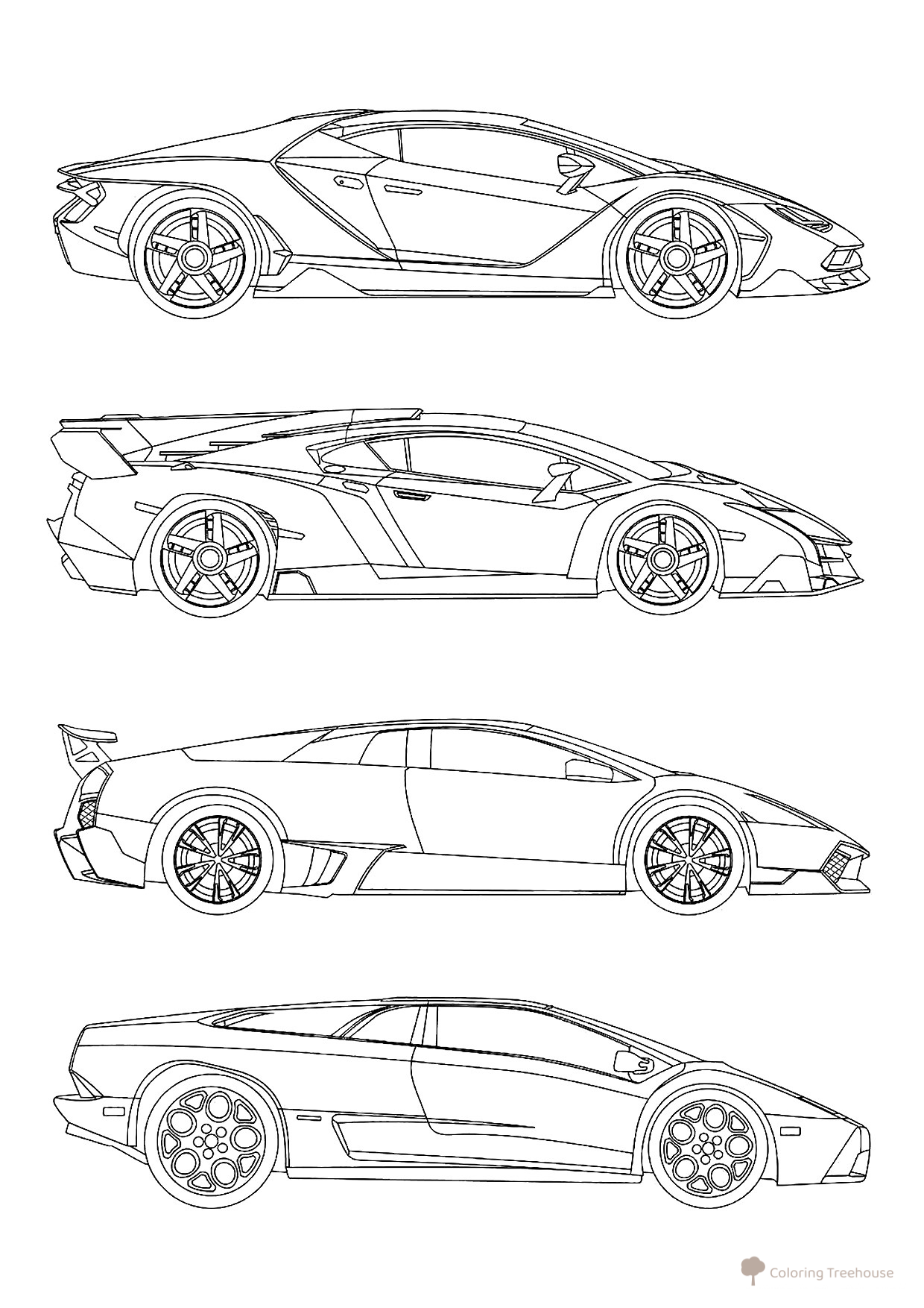 Set of Different Lamborghini Coloring Pages free printable Lamborghini Car Coloring Pages coloring page