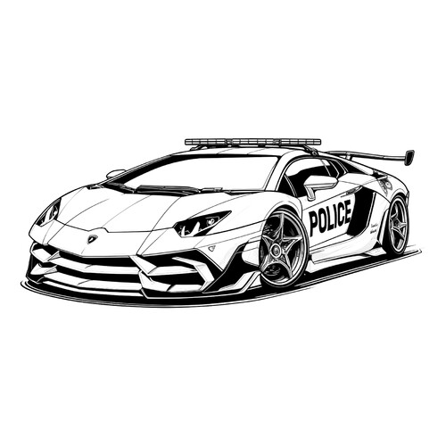Página para colorear «Lamborghini de policía» dibujo para colorear gratis de Páginas para colorear de coches Lamborghini