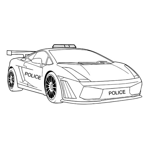 Página para colorear «Lamborghini de policía» dibujo para colorear gratis de Páginas para colorear de coches Lamborghini