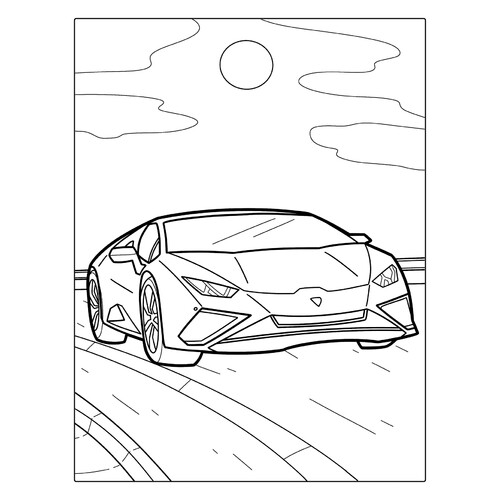 Página para colorear «Lamborghini sencillo» dibujo para colorear gratis de Páginas para colorear de coches Lamborghini