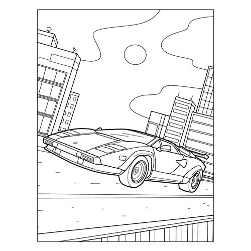 Página para colorear «Lamborghini Countach retro» dibujo para colorear gratis de Páginas para colorear de coches Lamborghini
