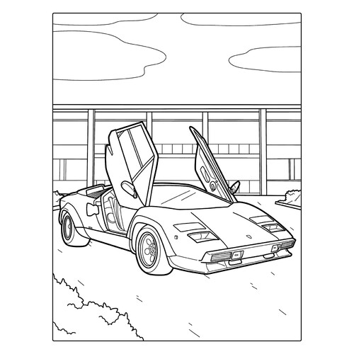Página para colorear «Lamborghini Gallardo vintage» dibujo para colorear gratis de Páginas para colorear de coches Lamborghini