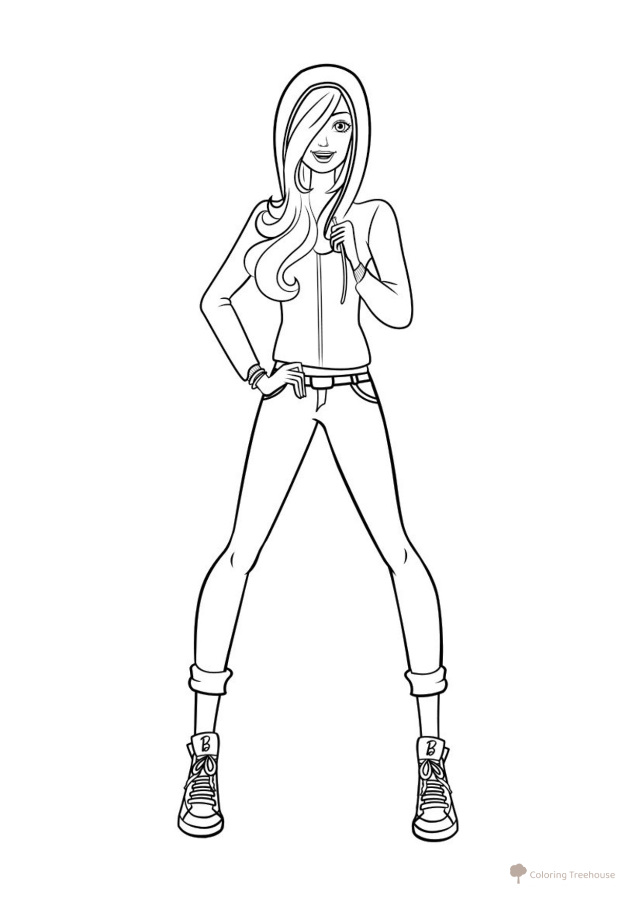 Página para colorear: Barbie moderna dibujo para colorear gratis de Barbie Coloring Pages for Girls