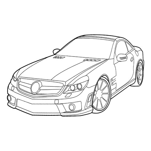 填色页:《梅赛德斯-奔驰 SL 63 AMG》 免费可打印梅赛德斯汽车着色页涂色页