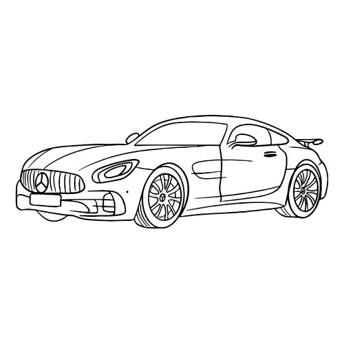 Simple Mercedes AMG GT Coloring Page free printable Mercedes Car Coloring Pages coloring page
