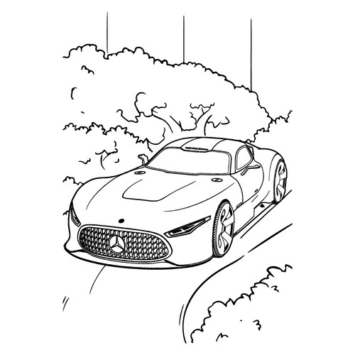 涂色页:梅赛德斯跑车(运动型双门轿跑) 免费可打印梅赛德斯汽车着色页涂色页