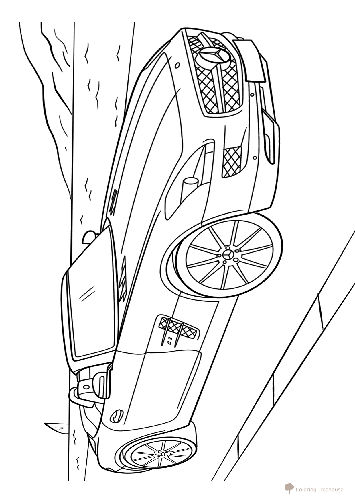 Página para colorear «Mercedes descapotable deportivo SLS AMG» dibujo para colorear gratis de Páginas para colorear de coches Mercedes
