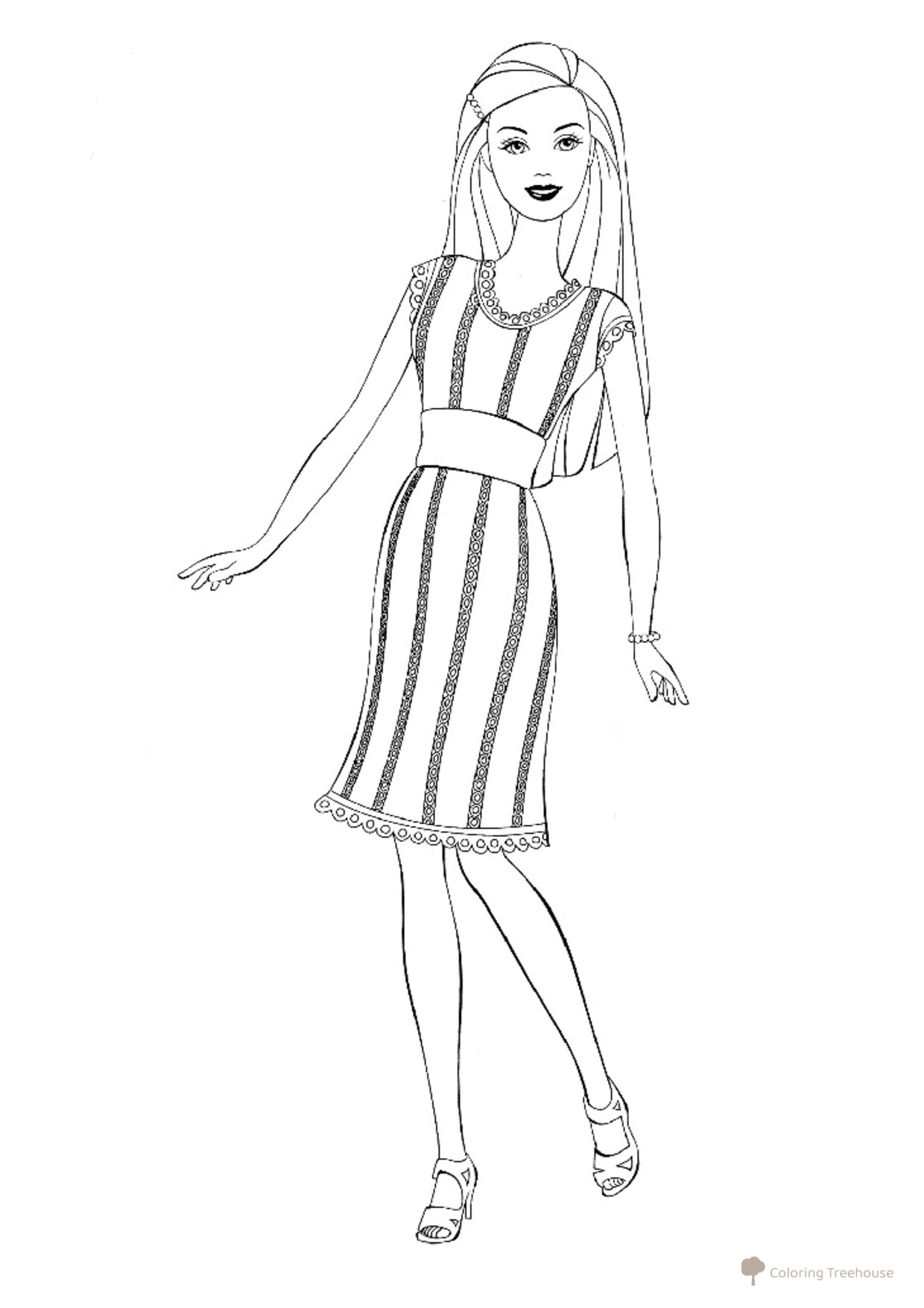 Página para colorear: Vestido formal de Barbie dibujo para colorear gratis de Barbie Coloring Pages for Girls