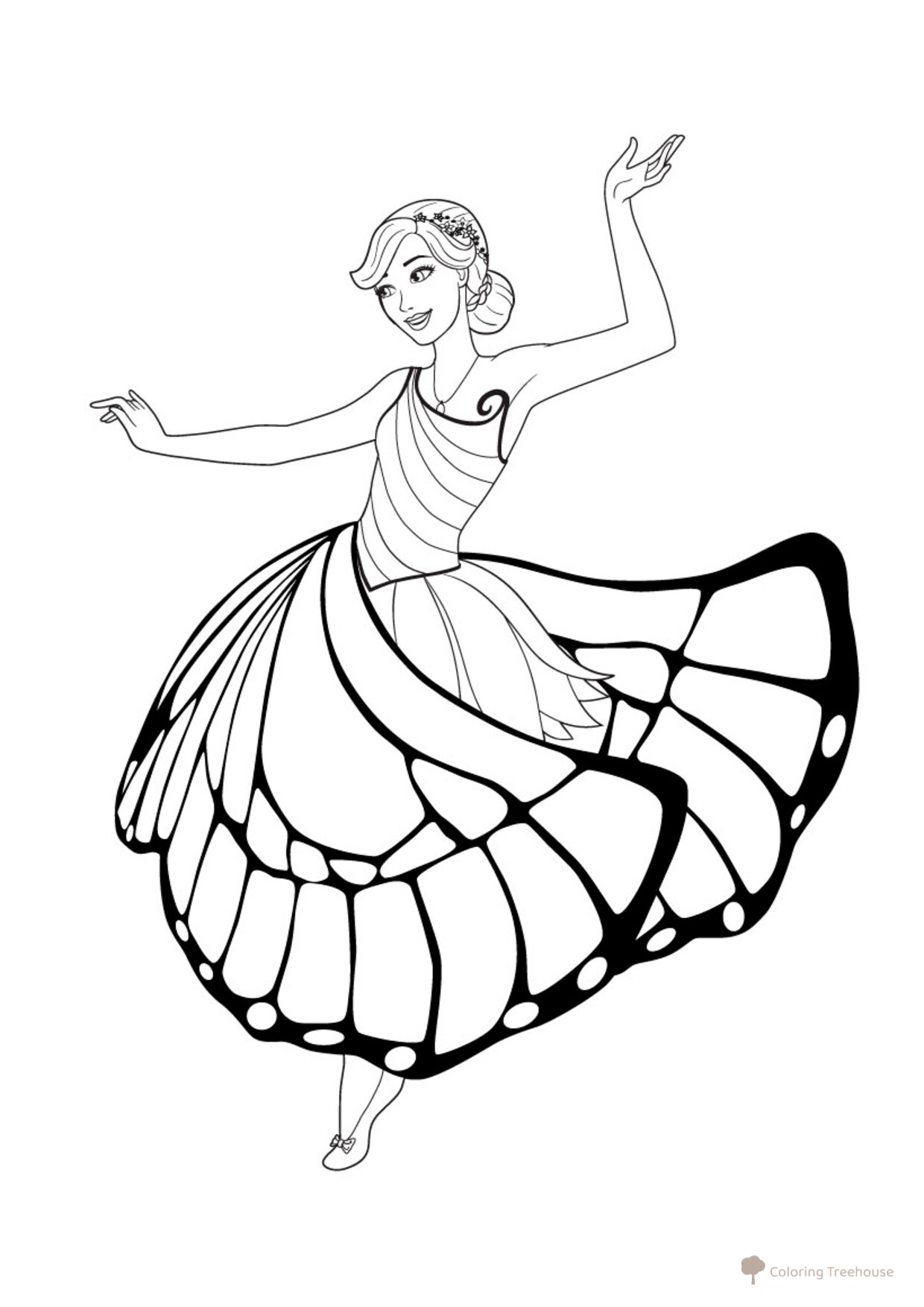 Página para colorear: Baile de Barbie dibujo para colorear gratis de Barbie Coloring Pages for Girls
