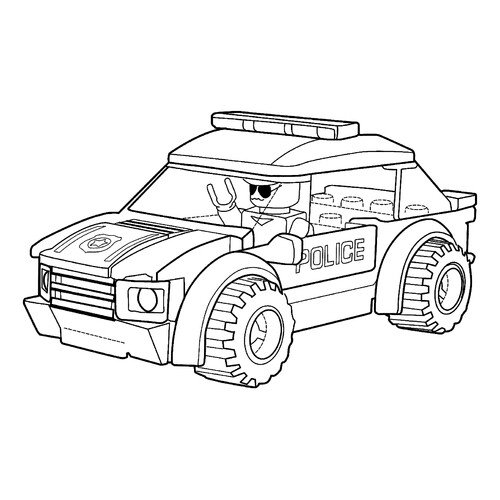 Página para colorear «Coche de policía LEGO» dibujo para colorear gratis de Páginas para colorear de coches de policía