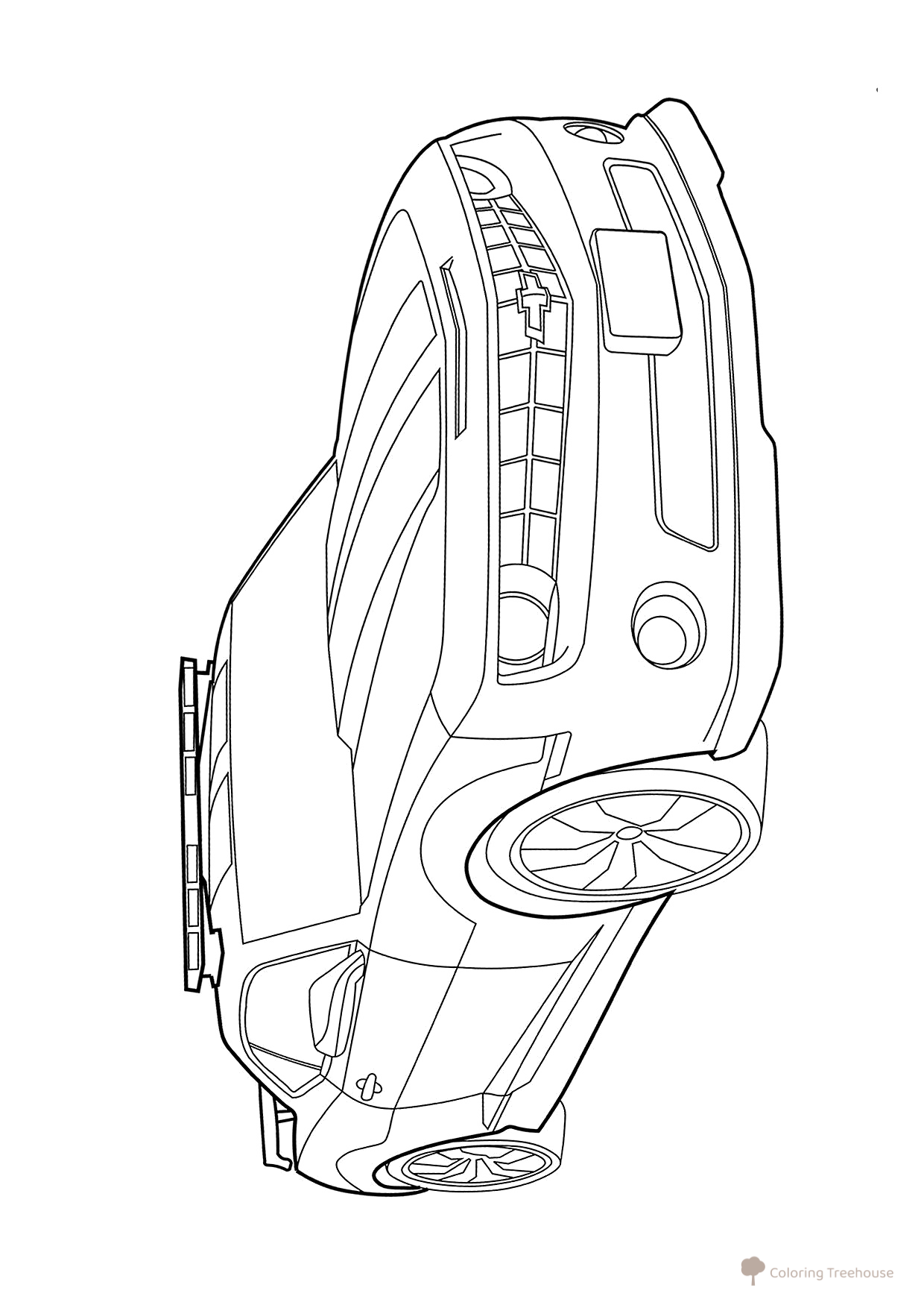 Página para colorear: coche de policía Chevrolet dibujo para colorear gratis de Páginas para colorear de coches de policía