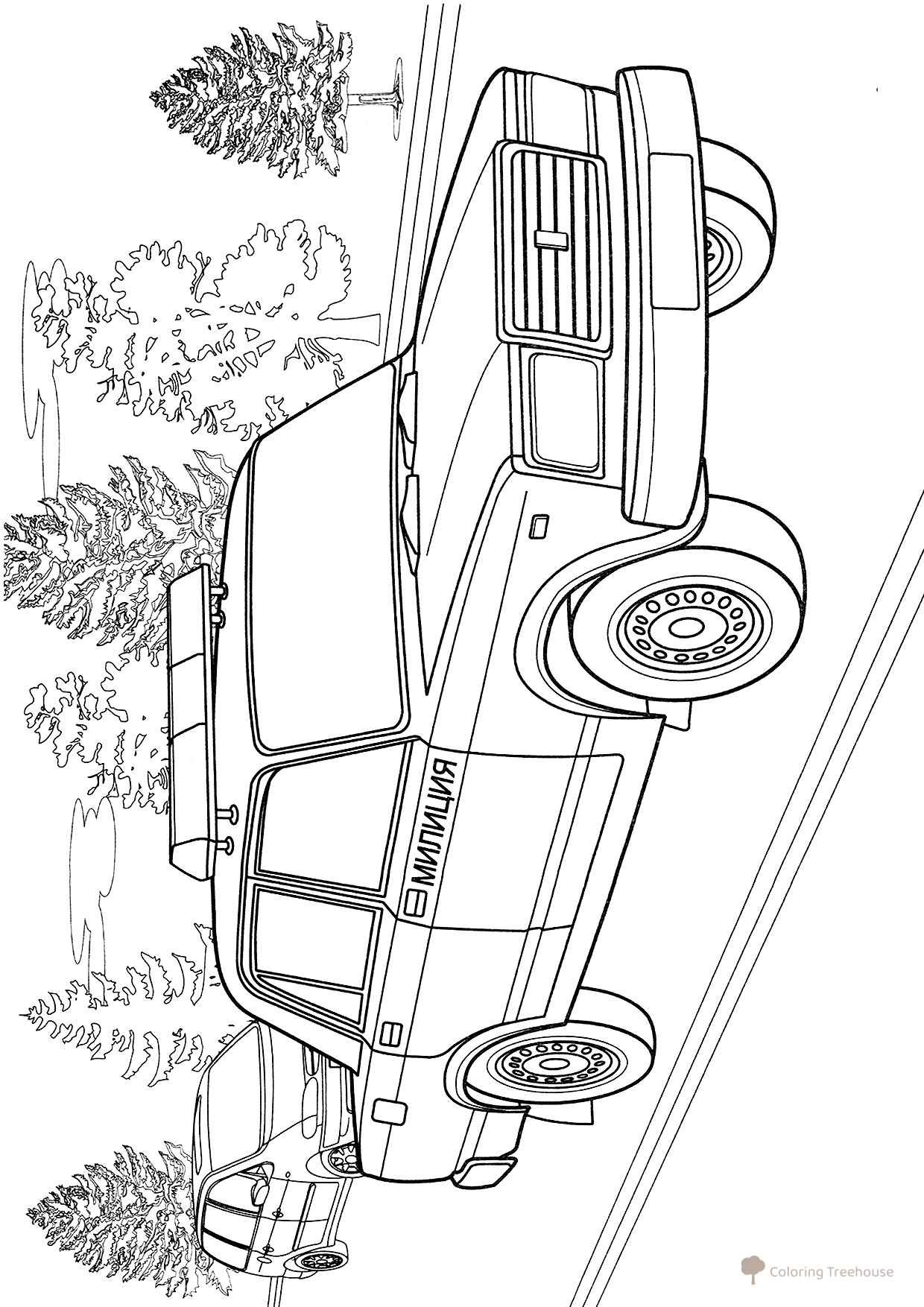 Dibujo para colorear «Antiguo coche de policía VAZ» dibujo para colorear gratis de Páginas para colorear de coches de policía