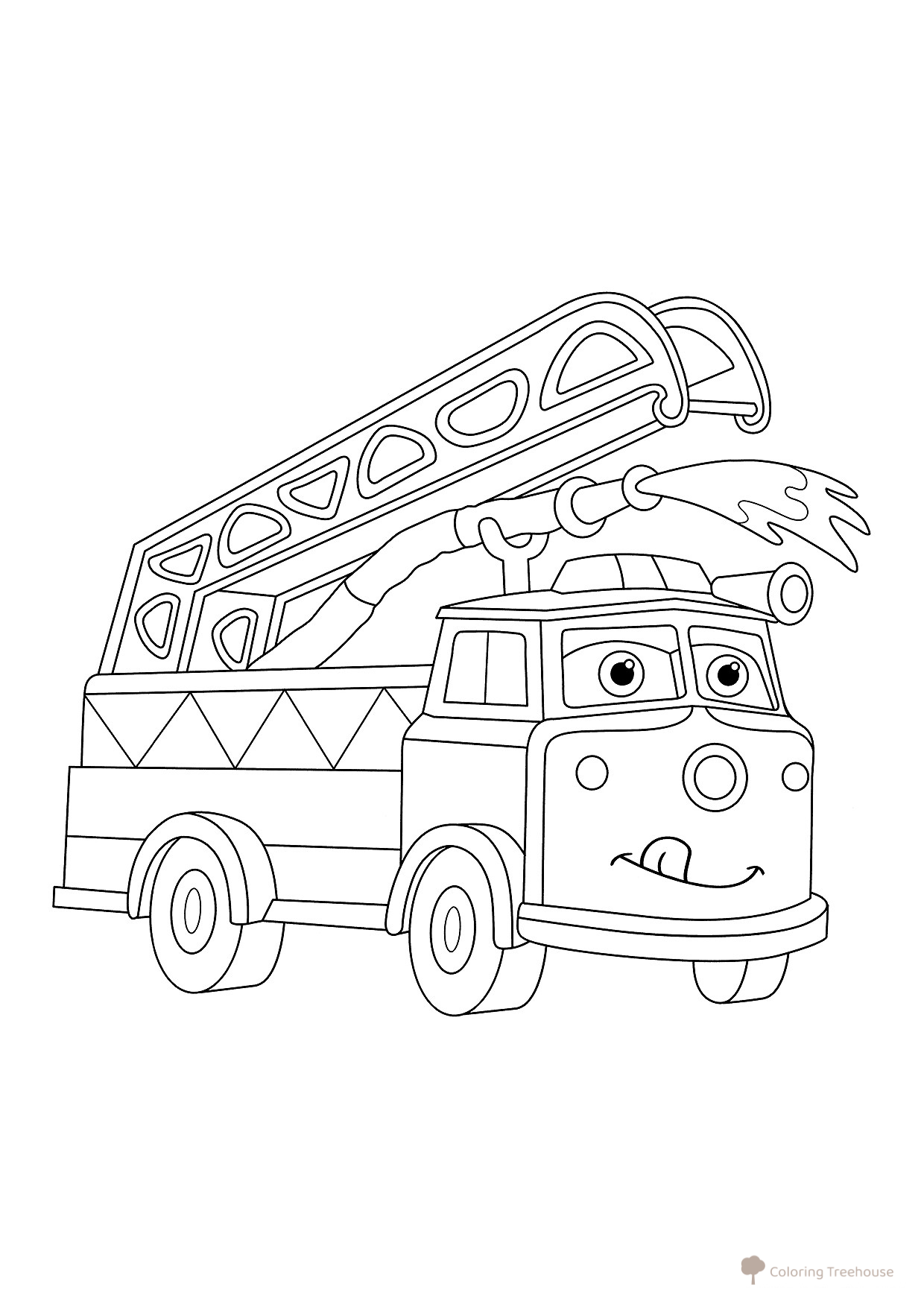 Cartoon Fire Truck Coloring Page free printable Fire Truck Coloring Pages coloring page