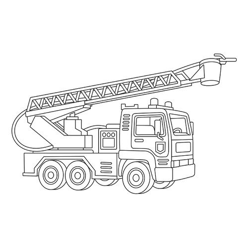 Página para colorear «Camión de bomberos con escalera» dibujo para colorear gratis de Páginas para colorear de camiones de bomberos