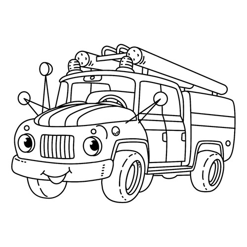 填色画「消防卡车」 免费可打印消防车涂色页涂色页