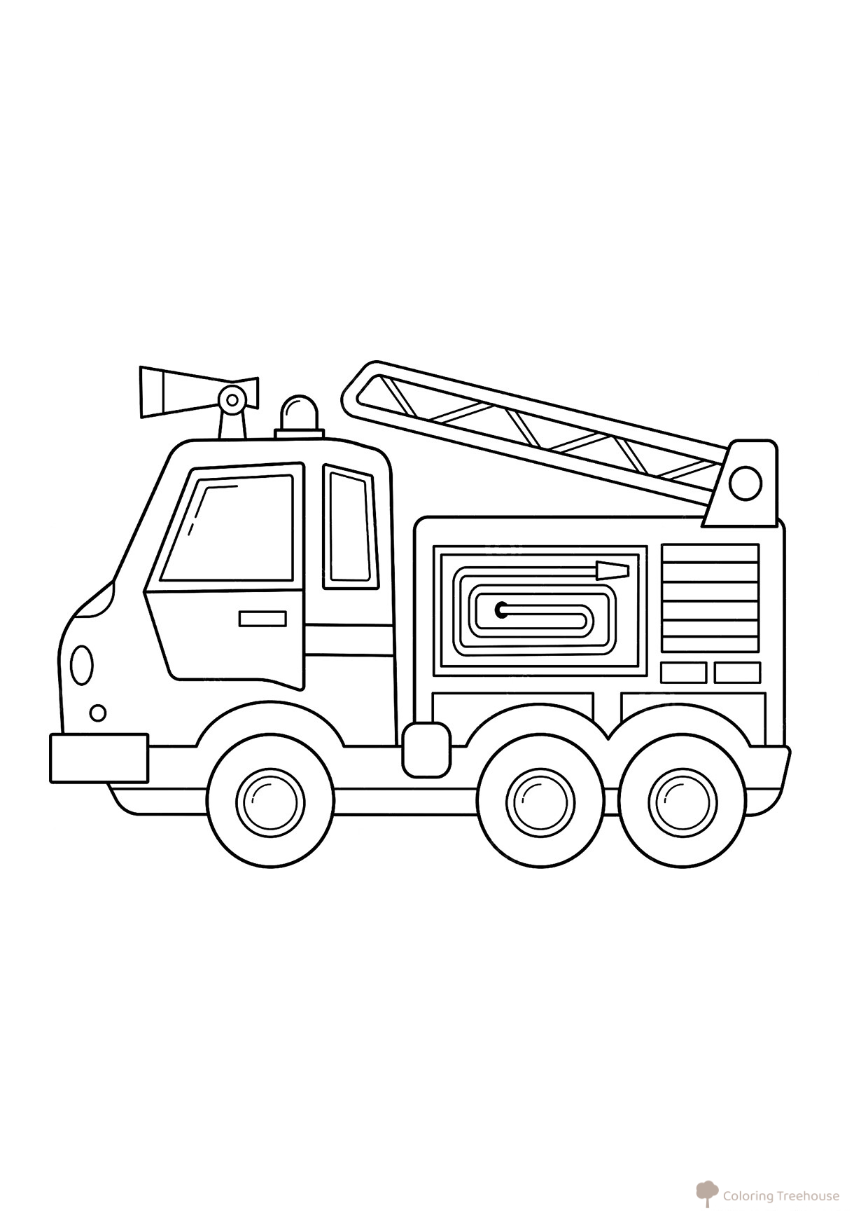 Página para colorear «Coche de bomberos sencillo» dibujo para colorear gratis de Páginas para colorear de camiones de bomberos