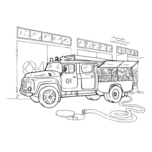 涂色页:苏联消防车 免费可打印消防车涂色页涂色页