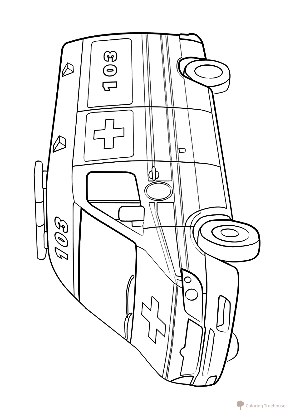 Página para colorear «Ambulancia 103» dibujo para colorear gratis de Páginas para colorear de ambulancias