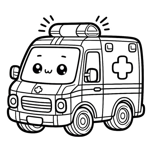 Cute Ambulance Car Coloring Page free printable Ambulance Coloring Pages coloring page