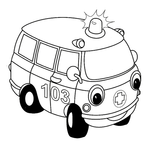 Cute Ambulance 103 Coloring Page free printable Ambulance Coloring Pages coloring page