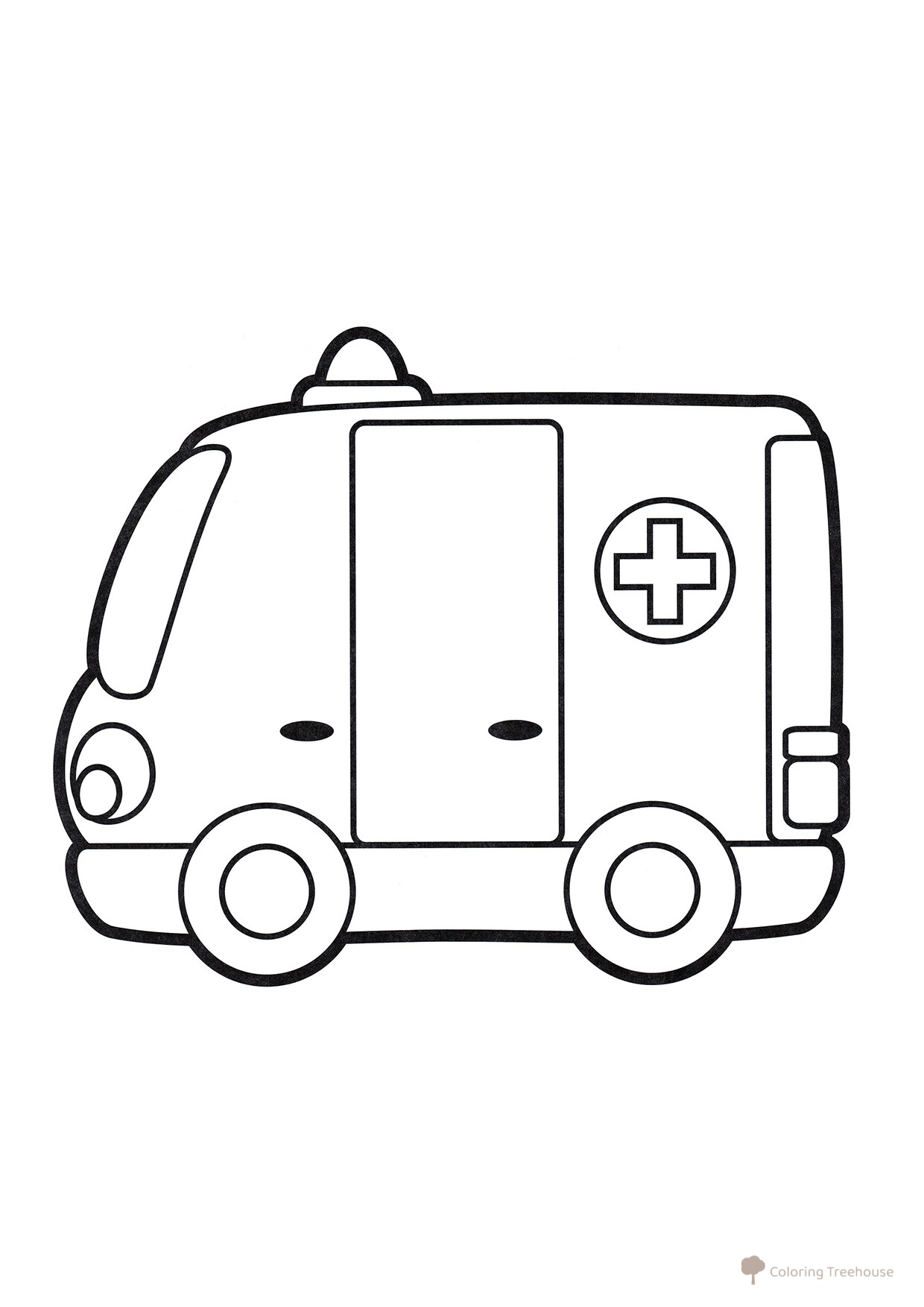 Página para colorear «Coche de ambulancia sencillo» dibujo para colorear gratis de Páginas para colorear de ambulancias