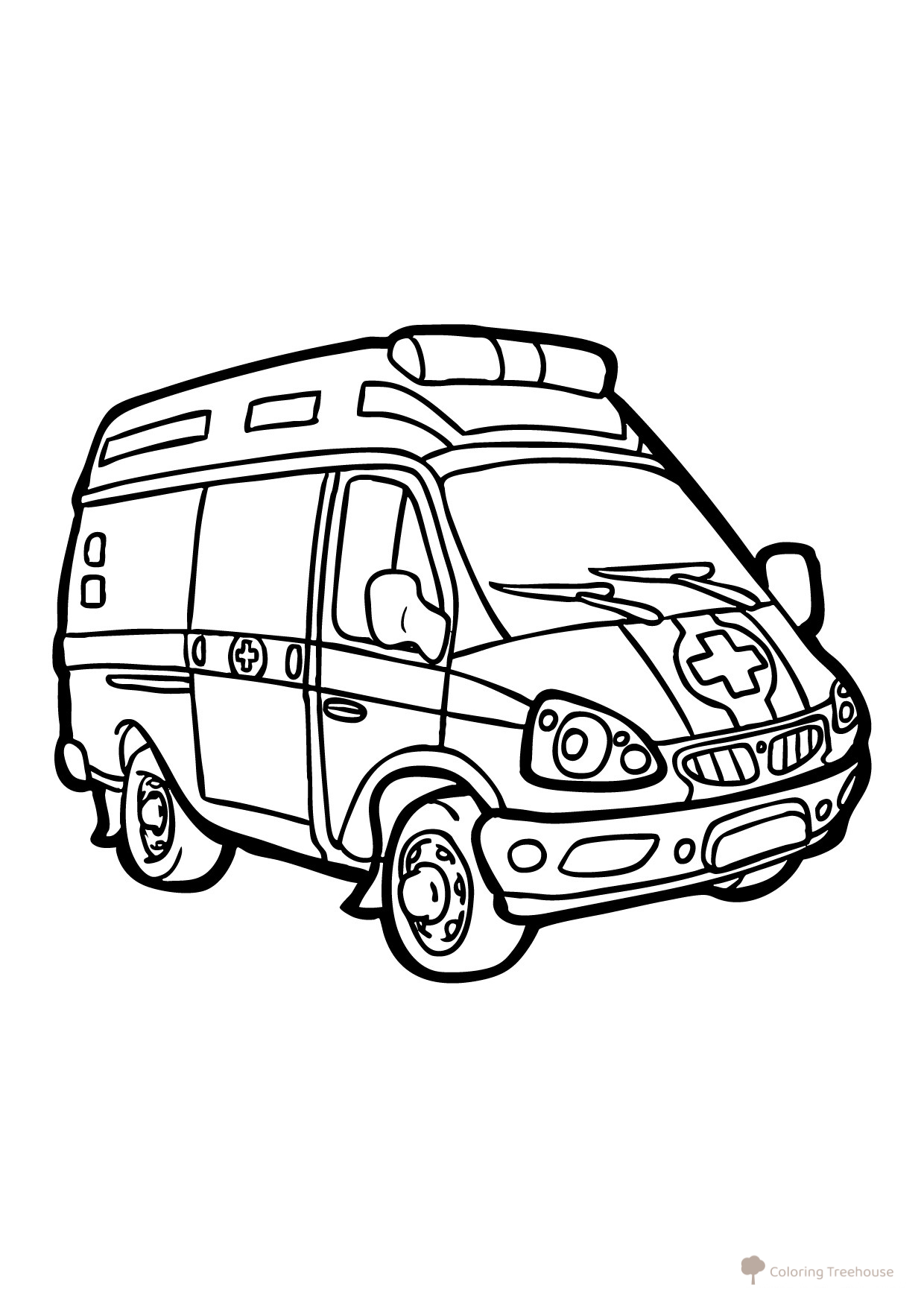 Página para colorear «Ambulancia para niños» dibujo para colorear gratis de Páginas para colorear de ambulancias