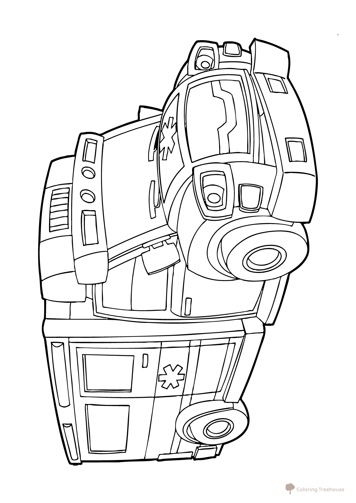 Ambulance with Eyes Coloring Page free printable Ambulance Coloring Pages coloring page
