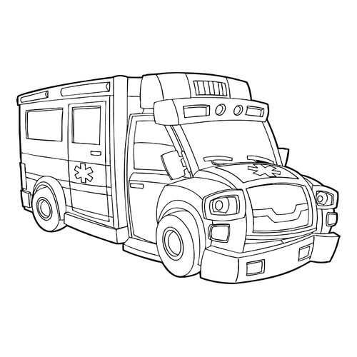 Ambulance with Eyes Coloring Page free printable Ambulance Coloring Pages coloring page