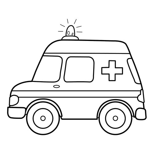 Ambulance with Flashing Light Coloring Page for Toddlers free printable Ambulance Coloring Pages coloring page