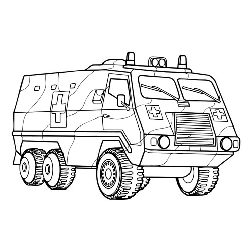 Military Ambulance Coloring Page free printable Ambulance Coloring Pages coloring page