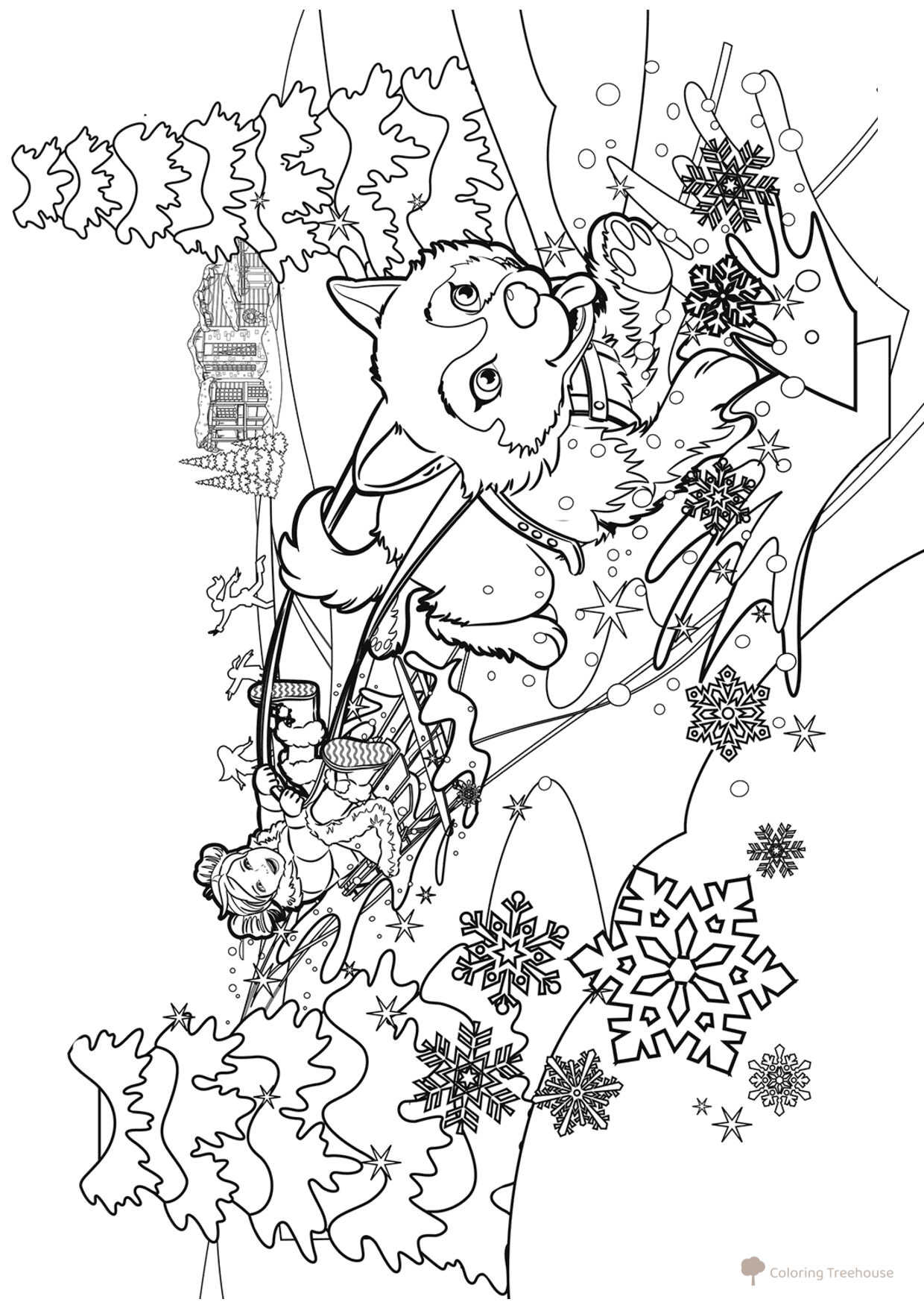 Página para colorear: Trineo de invierno dibujo para colorear gratis de Barbie Coloring Pages for Girls