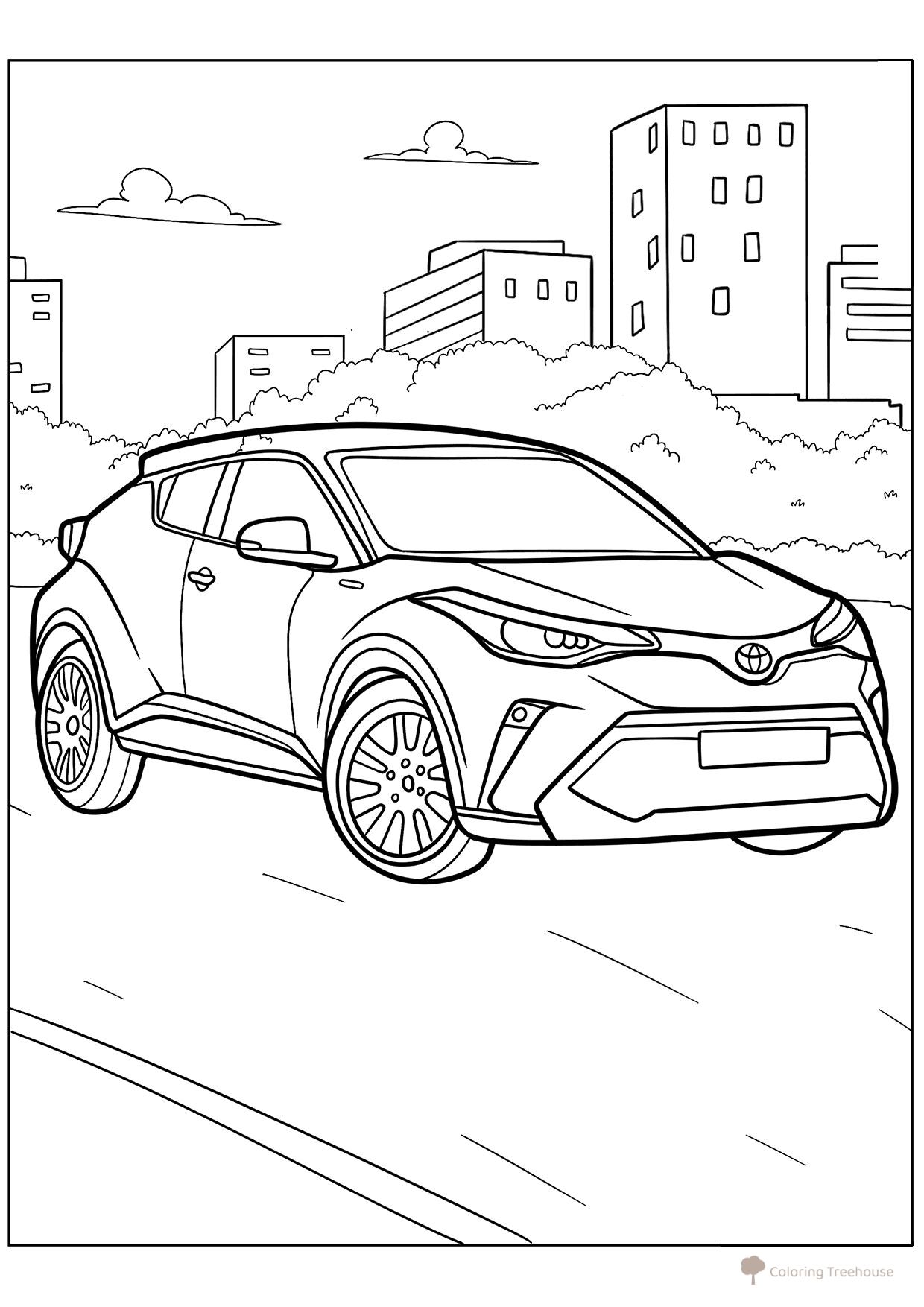 Página para colorear «Toyota C-HR» dibujo para colorear gratis de Páginas para colorear de coches Toyota