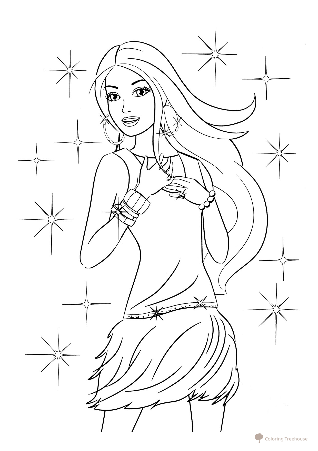 Barbie Stars Coloring Page free printable Barbie Coloring Pages for Girls coloring page